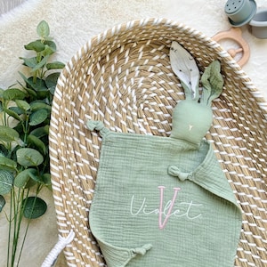 Personalised bunny, newborn baby gift, embroidered comforter, Personalised new baby gift, baby Easter gift , Baby shower gift, New baby gift