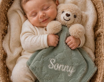 Embroidered baby comforter, Soft baby blanket, Newborn baby Gift, Security Blanket, Personalised Baby gift, Special Keepsake, baby shower.