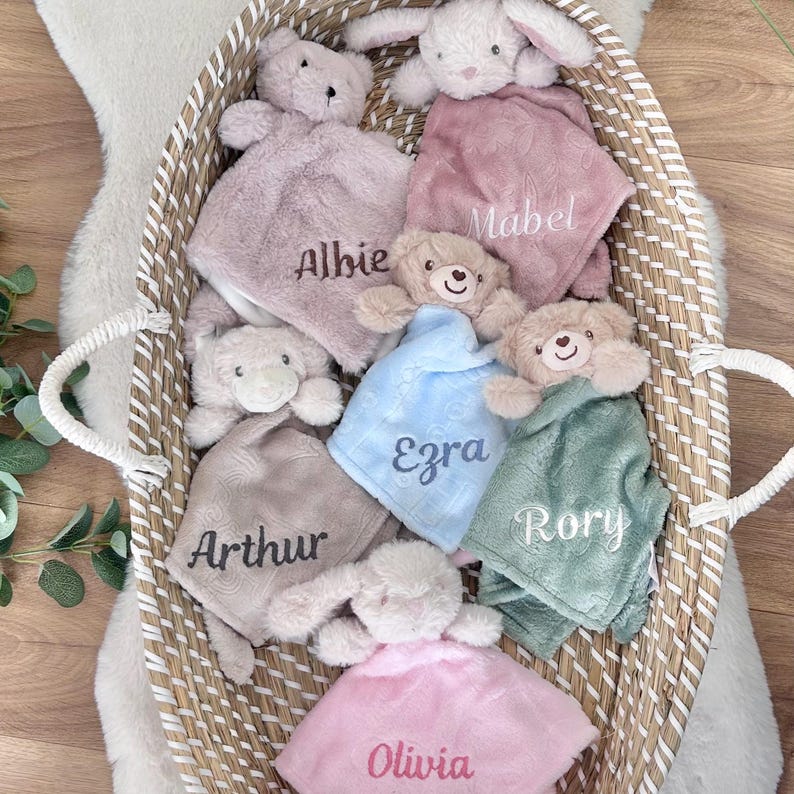 Embroidered baby comforter, Soft baby blanket, Newborn baby Gift, Security Blanket, Personalised Baby gift, Special Keepsake, baby shower. image 6