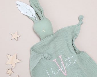 Personalised bunny, newborn baby gift, embroidered comforter, Personalised new baby gift, baby Easter gift , Baby shower gift, New baby gift