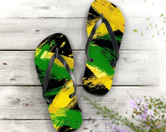 Jamaican Themed Flip Flops