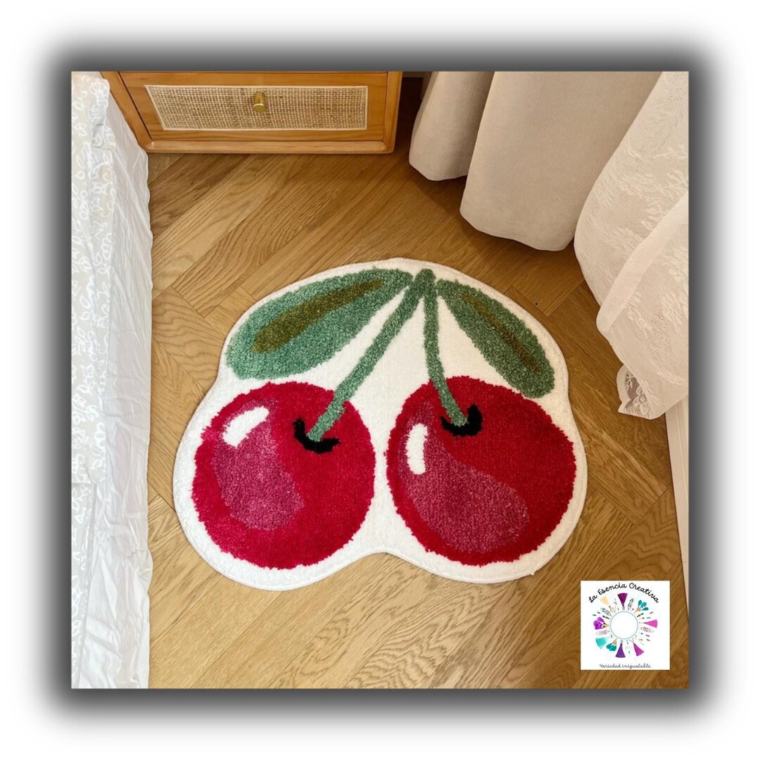 Handmade Cherry Shape Rug, Handmade Rug, Soft and Absorbent, Ideal for ...