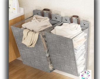 Foldable adhesive basket to organize clean or dirty clothes.