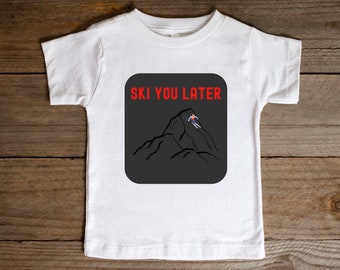 Skiing Kids Shirt, Funny Ski T-shirt, Back to school, Youth Shirt, Outdoor, Bigfoot, Sasquatch, Mountains, Winter, Snow