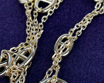 Vintage Hermes Double Chain Gold Pendant Necklace