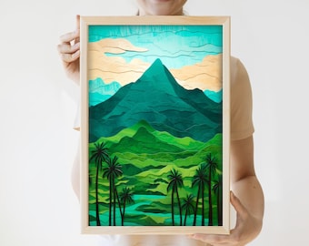 Olomana Print | Hawaii Wall Art | Olomana Art | Hawaii Artist | Oahu Island Art | Hawaii Painting | Vintage Hawaii | Olomana Three Peaks