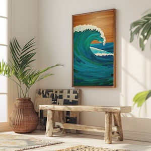 Impression de la baie de Waimea | Art mural Hawaï | Art de la baie de Waimea | Artiste d'Hawaï | Art de l'île d'Oahu | Tableau Hawaï | Impression d'affiche vintage d'Hawaï