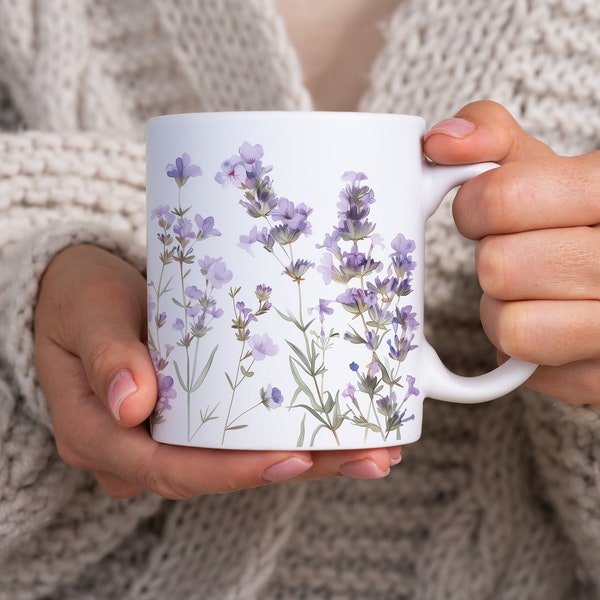 Gepresste Lavendel Tasse, Blumen Tasse, Blumen Liebhaber, Teetasse, Kaffetasse