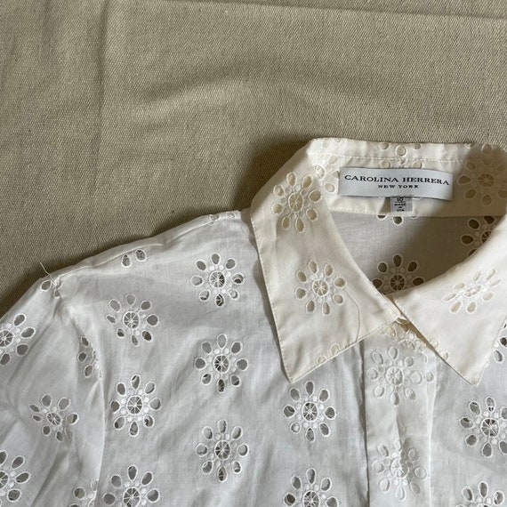 Carolina Herrera Cotton Eyelet Blouse - image 2