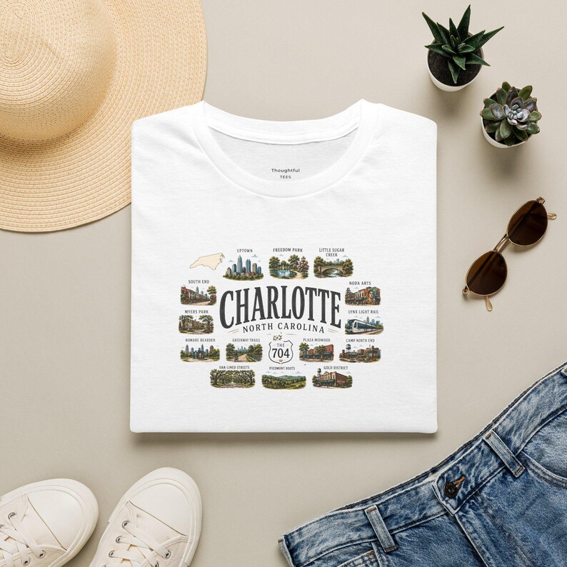 Charlotte North Carolina Shirt, Charlotte Travel Graphic T Shirt, NC Gift for City and Outdoor Lovers image 17