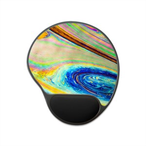 Ergonomic Mouse Pad with Wrist Rest, Real Macro Photography, Colorful Art, Unique Desk Gift,Abstract Pattern, No AI Design, Design 2