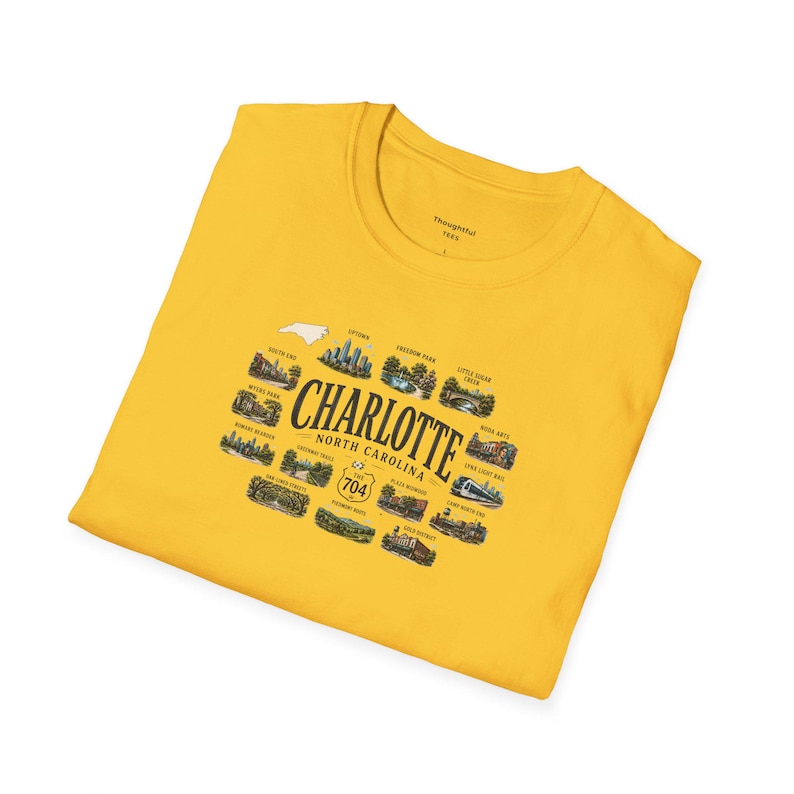 Charlotte North Carolina Shirt, Charlotte Travel Graphic T Shirt, NC Gift for City and Outdoor Lovers Daisy
