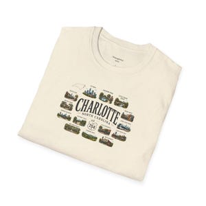 Charlotte North Carolina Shirt, Charlotte Travel Graphic T Shirt, NC Gift for City and Outdoor Lovers Natural