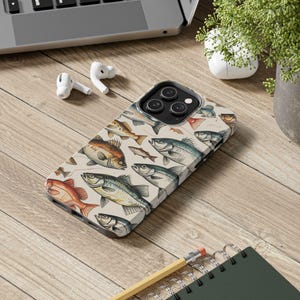 Funda resistente para teléfono con estampado de peces - Regalo para amantes de la pesca, cubierta duradera, decoración acuática, amigos amantes de la naturaleza - Ideal para cumpleaños y días festivos,