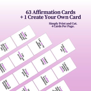 63+1 Affirmation Cards Printable, Affirmation Cards Digital, Vision Board Printables, Affirmation Cards Deck, Positive Affirmation Cards PDF