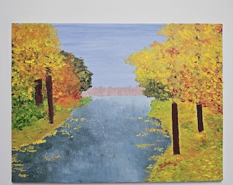 Fall Landscape Original Art Acrylic 12"×9"