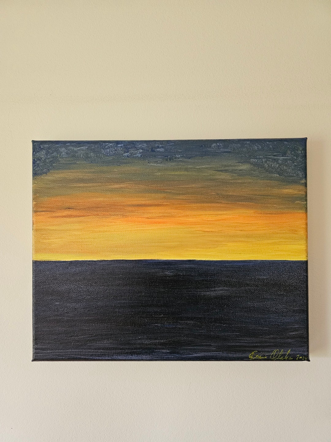 Ocean Sunset Painting Original Art Acrylic 10×8" - Etsy
