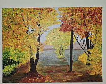 Fall Landscape Original Art Acrylic 12"×9"