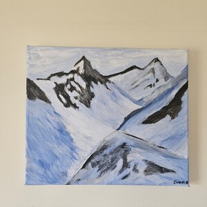 Snowy Mountain Landscape Original Art Acrylic 12×10&quot;