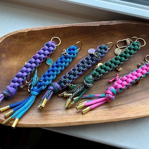 Paracord Keychain, Miu Miu, Handmade, Charms, Bag Charm, Charm Keychain, Custom Made, For You, Gift for Her, Gift, Christmas Gift, Key, Gold