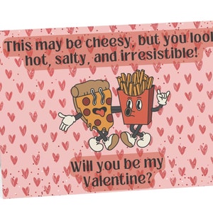 Funny Valentine's Day Card - Cheesy Pizza and Fries Card, Vintage Valentine's Day Card, Card for Spouse, Card for Him, Card for Her