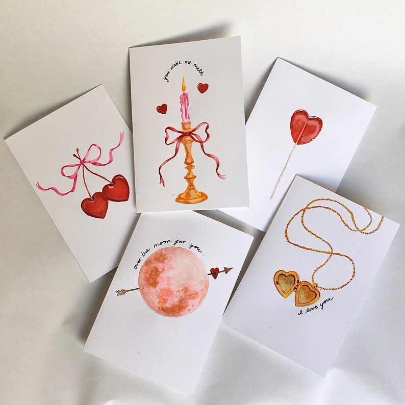 Valentine's Cards Pack of 5 - Etsy