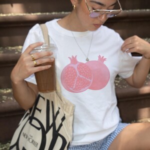 Pomegranate T Shirt, Fruit T Shirt, Cute T Shirt, Cute Aesthetic, Fruit Baby Tee, Pomegranate Tee, Graphic T Shirt, Cotton T Shirt