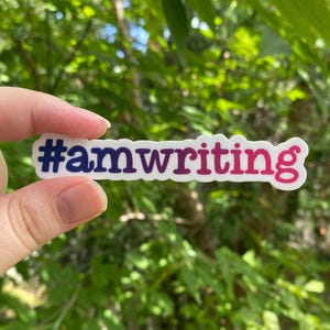 Am Writing Vinyl Sticker: Rainbow Gradient Decal for Writers