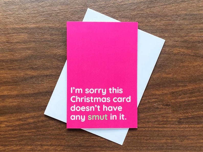 Humorous Smut Reader Christmas Card: Sarcastic Holiday Card image 1