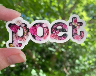 Floral Poet Sticker: Vinyl Decal for Laptop, Kindle, Water Bottle