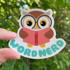 Cute Owl Sticker for Writers, Word Nerd Booktok Decal, Bookish Grammar Gift, English Teacher Kindle Sticker, Gift for Book Lovers, Owl Pun