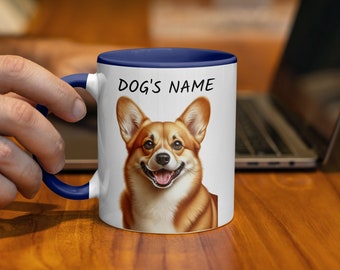Mug corgi personnalisé, tasse à café pour amoureux des chiens, verres à boisson personnalisés avec nom d'animal de compagnie, portrait d'animal, cadeau unique pour propriétaire de chien, décoration de cuisine