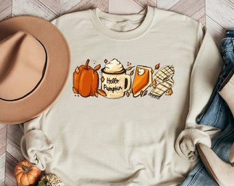 Hello Pumpkin Sweatshirt: Thanksgiving Vibes, Foodie Gift