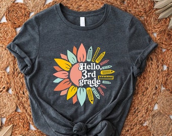 Floral 3rd Grade Tshirt, Third Grade Teacher Shirt, 3rd Grade Sunflower Tee, Teachers Day Gift Shirt, First Day Of School Gift,Last Day Gift