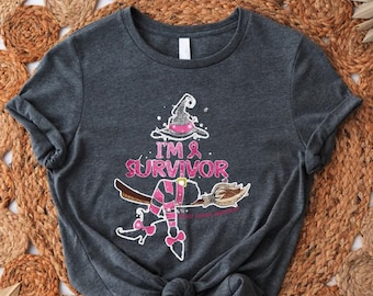 Halloween Breast Cancer T-Shirt, Witchy Breast Cancer Gift Shirt, Witch I'm Survivor Shirt, Spooky Breast Cancer Shirt, Breast Warrior Gift