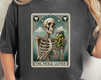 Comfort Colors® Pickle Skeleton Tarot Card Shirt, Halloween Gift