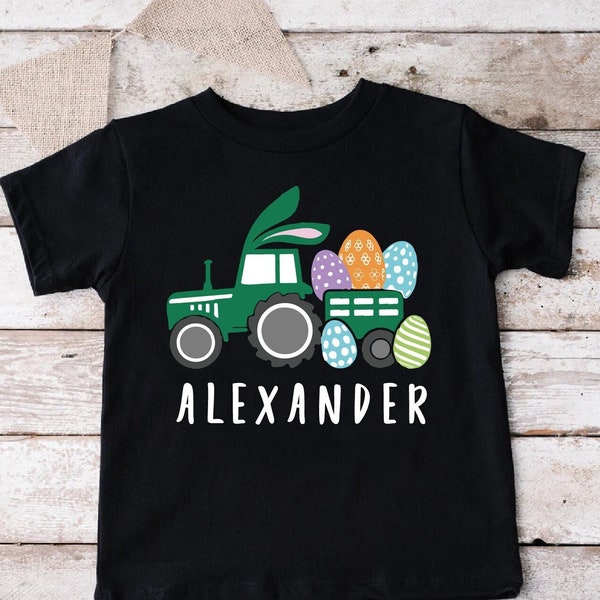 Personalized Tractor Toddler Boy Shirt,Kids Easter Gift,Custom Name Easter Shirt,Boys Custom Name Shirt,Easter Truck Tshirt,Eggs Shirt