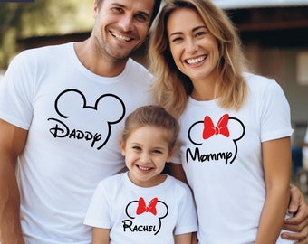 Custom Disney Family T-Shirts, Personalized Mickey and Minnie Shirts, Disney Matching Family Vacation Shirt, Disneyland Group Gift Shirt