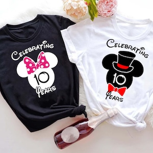 Custom Disney Wedding Anniversary T-Shirt, Matching Celebration Shirt, Mickey and Minnie Couples Shirt, Celebrating Gifts For Couples