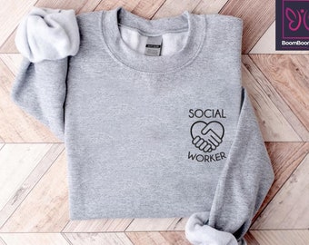 Embroidered Social Worker Crewneck Sweatshirt, Graduation Gift