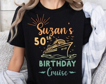 Custom Cruise Birthday Crew Shirts,50th Birthday Crew Shirt, Cruise Vacation Squad Tshirts,Fifty Birthday Gifts,Birthday Party Shirt