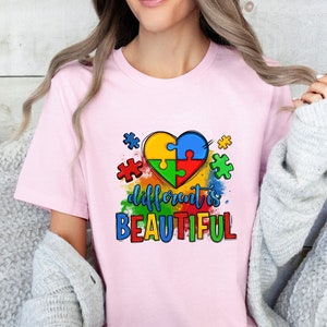 Different is Beautiful Autism Shirt,Autism Puzzle Pieces Tshirt,Special Education Teacher,Support Autism Gift Shirt,Puzzle Heart Shirt