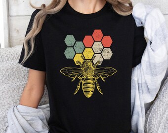 Retro Honey Bee Tshirt, Vintage Beekeeper Shirt, Save The Bees Shirt, Nature Lover Gift Shirt, Bee Day Shirt,Honey Comb Shirt,Bee Lover Gift