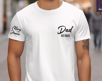 Personalized Dad Shirt, Kid Names on Sleeve, Father's Day Gift