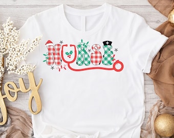 Christmas Nurse Tshirt, Xmas Nursing School Shirt, Christmas Stethoscope Tee, Christmas Registered Nurse Gift Shirt, Christmas Nurse Crew