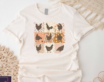 Retro Chickens Shirt, Chicken Farm Tshirt, Vintage Farm Animal Shirt, Chicken Mom Tshirt, Farmer Tshirt, Country Mom Tee, Chicken Lover Gift