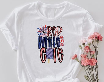 Red White and Cute Tshirt, 4th Of July Kids Shirt, Red White Blue Popsicle Tee, Independence Day Fireworks Shirt, Patriotic Kids Gift Shirt
