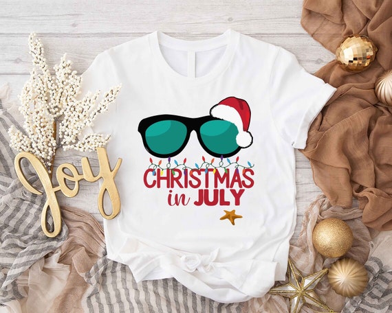 Christmas In July Shirt,Christmas In Summer Shirt,Xmas In July Gift,Santa Summer Shirt,Tropical Christmas Family Gift Shirt,Xmas Summer Gift