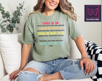 Comfort Colors® Lyrics Checklist Shirt, Retro Song Quote Music Gift