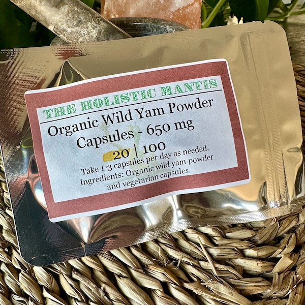 Organic Wild Yam Powder -  20 Capsule Trial Size 660mg Capsules